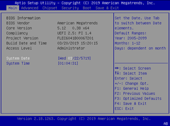 BIOS Information page