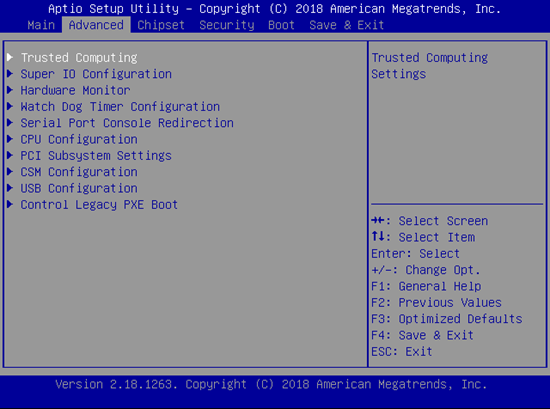 Advanced BIOS Page